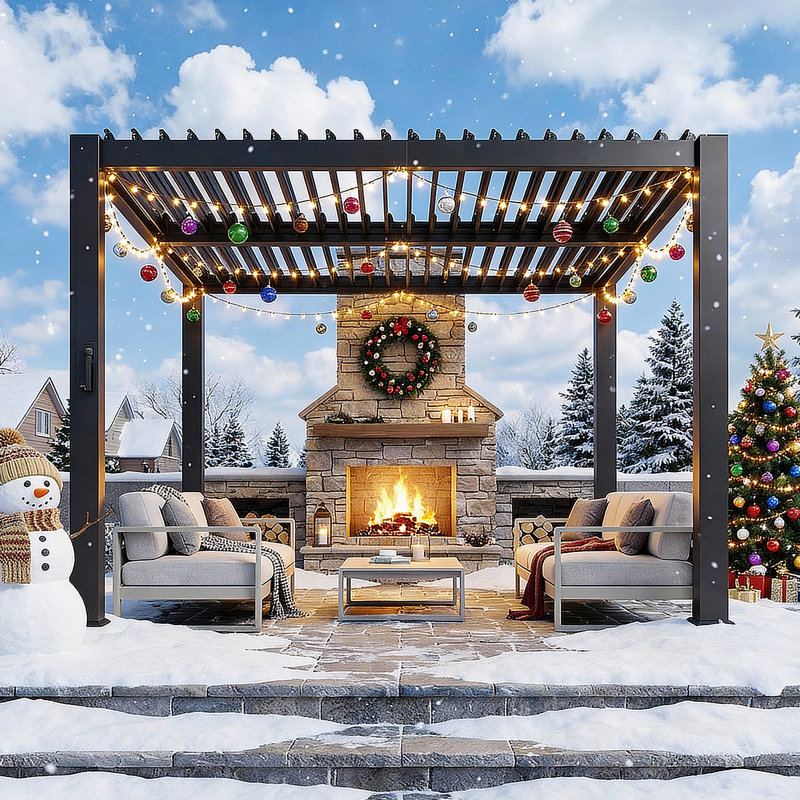 10 Ft. W x 10 Ft. D Outdoor Louvered Pergola Metal Pergola With Adjustable Roof, 10 Ft. W x 10 Ft. D