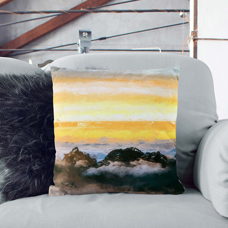Mountain Peaks Cushion with Filling, 55cm H x 55cm W x 20cm D, White