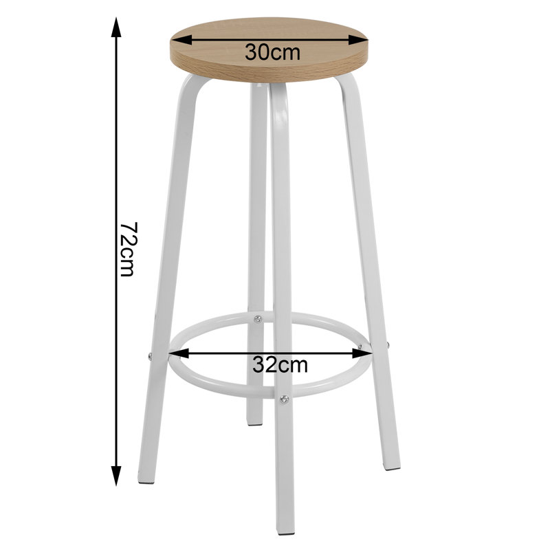 Hayesville Counter Stool with Metal Frame, White, Light Oak