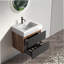 Meuble-lavabo 24 po avec lavabo à quartz d'ingénierie et tiroirs noirs doux, meuble-lavabo mural flottant pour salle de bain moderne, lavabo une pièce, KD-364989463