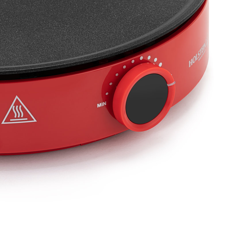 Holstein Housewares 12 Inch Electric Crepe Maker & Nonstick Griddle for Versatile Cooking of Crepes, Quesadillas, Pancakes, Eggs, Bacon & More -  Adjustable Temperature Control - Indicator Lights