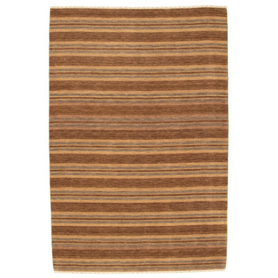 Tapis de zone en laine 7 pi x 7 pi 6 po main one-of-kind-noué la 2010 gabbeh brun Willacoochee