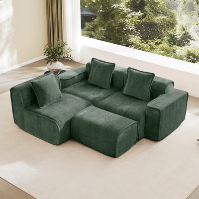 Canapé modulaire en forme de L avec repose-pieds mobile Hurst
