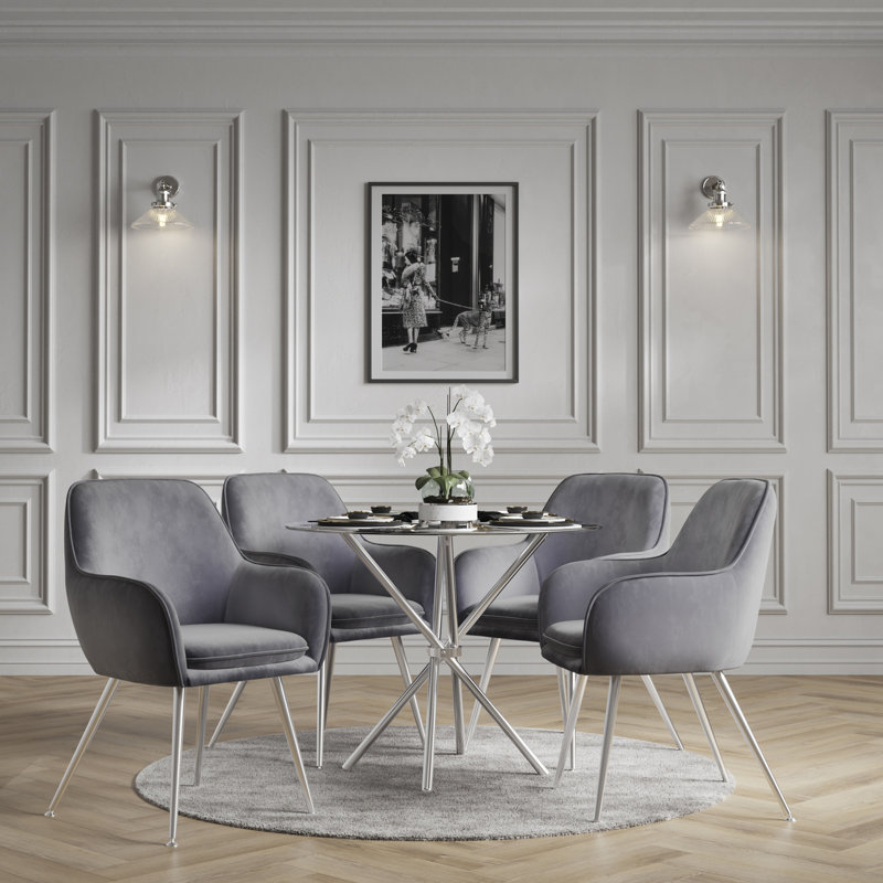 CASA ROUND DINING TABLE, Clear, Chrome