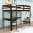 Twin Wood Loft Bed With Guardrail And Built-In Desk-1824164900