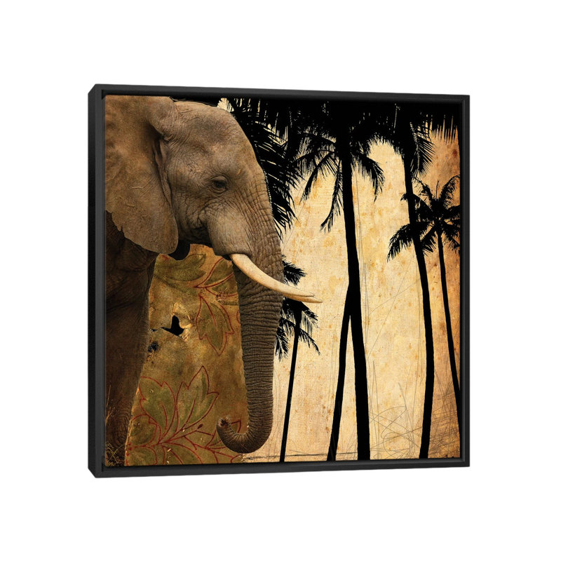 « mighty éléphant i », impression sur toile, H 18 po x l 18 po x P 1,5 po, Toile avec cadre noir
