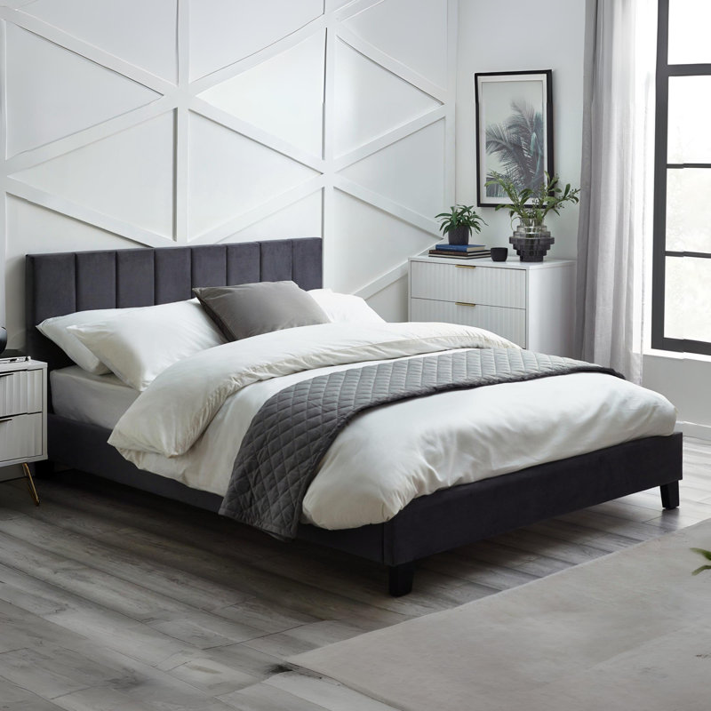 Upholstered Bed, Grey