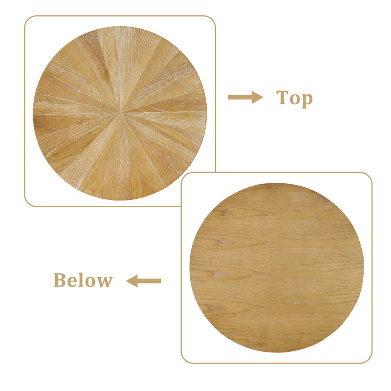 Table basse Millwood Pines Arvide avec tablette de rangement, table de salon en bois massif rustique avec tablette inférieure ouverte, plateau brun clair / base brun clair