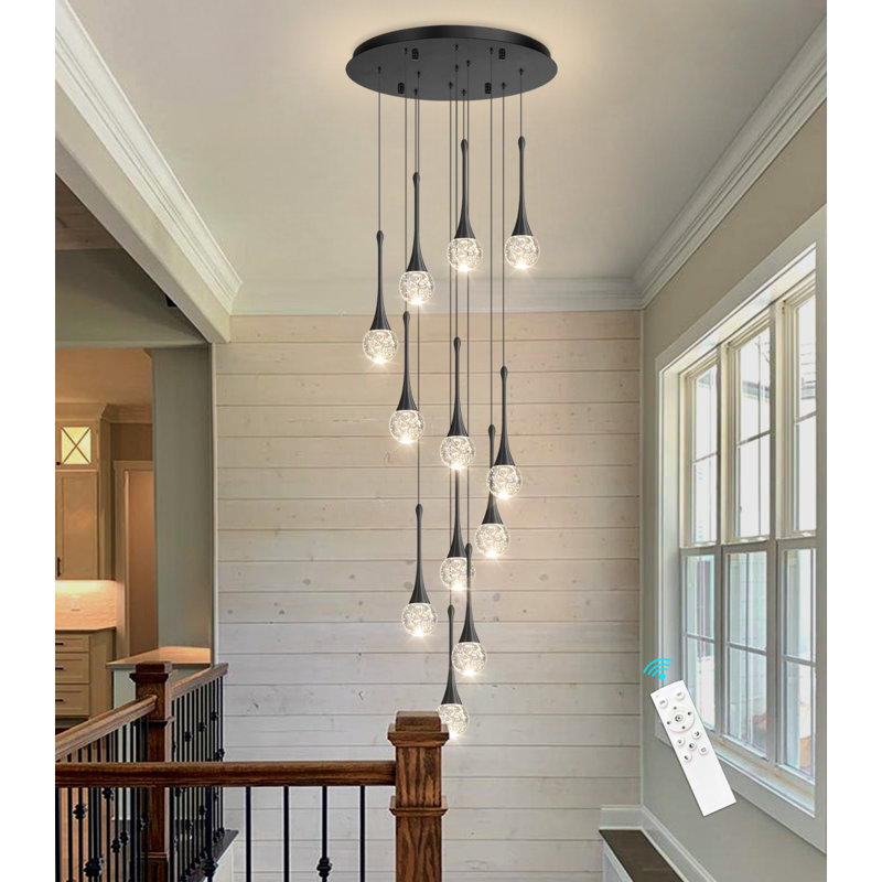 Luminaire suspendu 12 lumières DEL Glam, Noir mat