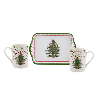 Spode, Christmas Tree - Polka Dot Mug & Tray Set