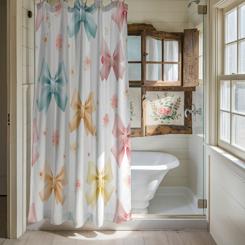 Rideau de douche Floral Bow Delight - Premium, H 74 po x l 71 po