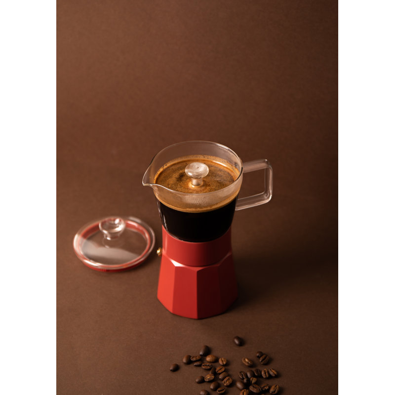 La Cafetière Glass Espresso Maker, Red