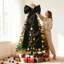 Élégant nœud de finition d'arbre de Noël en satin extra large, ruban festif-21682206