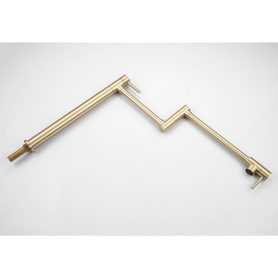 Pot Filler Faucet With Extension - 360 Rotation And Folding Function, Brushed Gold, Brass, Double Handles For Easy Water Supply, Material Folding, Precise Flow Control, Corrosion Resistance Finish