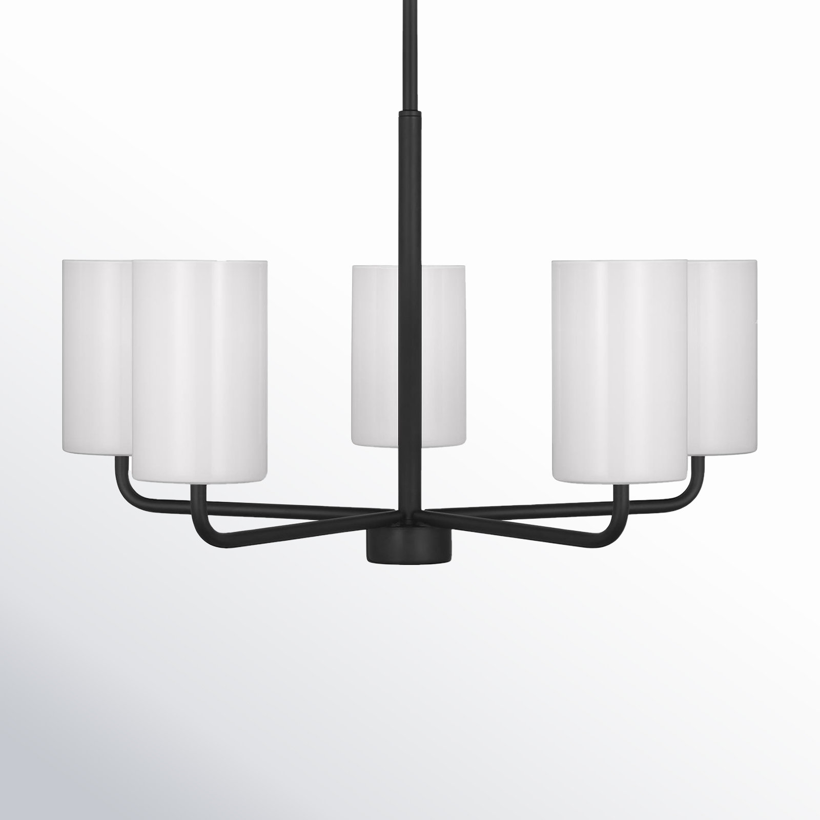 5 - Light Dimmable Shaded / Spider Chandelier, Matte Black, No