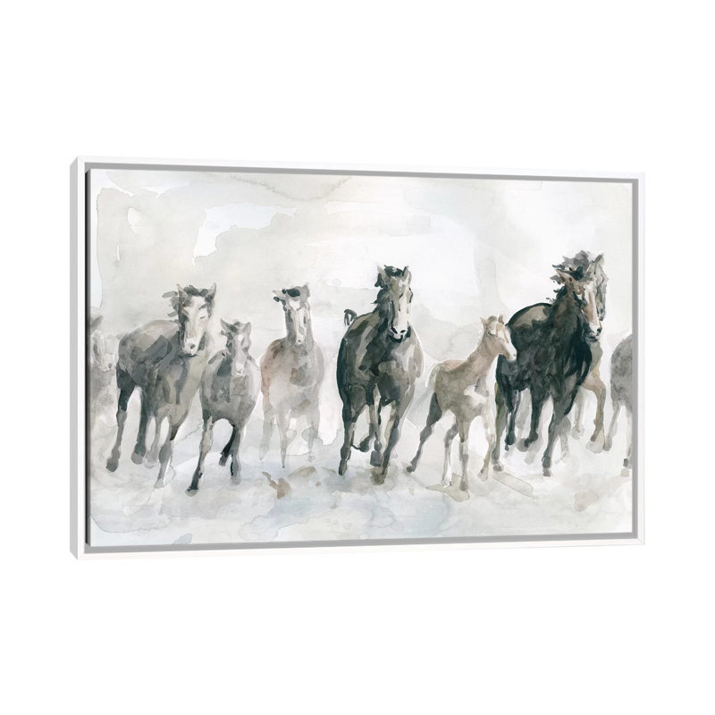 «Run Wild» par Carol Robinson - reproduction, Pas de tapis, H 32 po x l 48 po x 1,5 po, Toile blanche encadrée