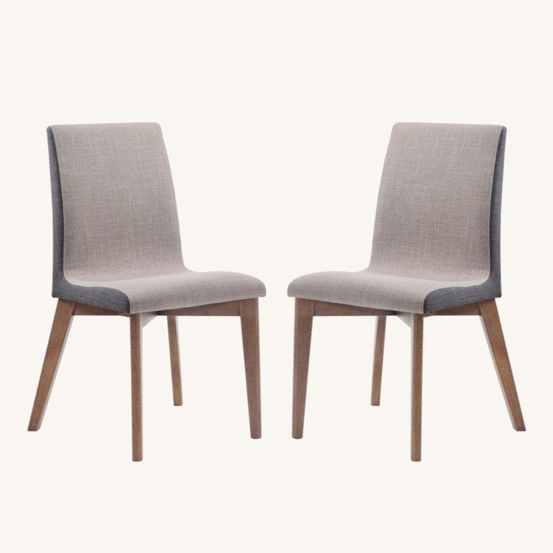 Ensemble de 2 chaises d'appoint de salle à manger rembourrées en tissu gris au fini noyer