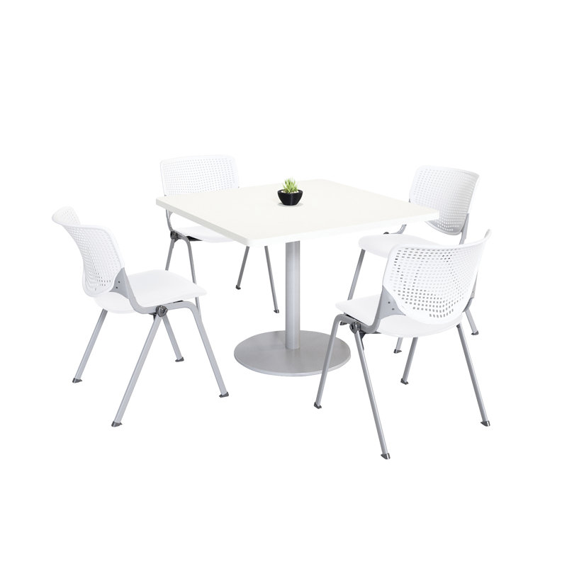 Ensemble de table de salle à manger et de chaise Kool Mode, Blanc, H 29 po x L 42 po x l 42 po, Blanc