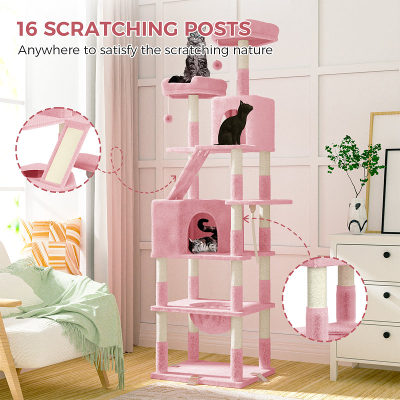 Cat Tree 208cm H Cat Tree, Pink