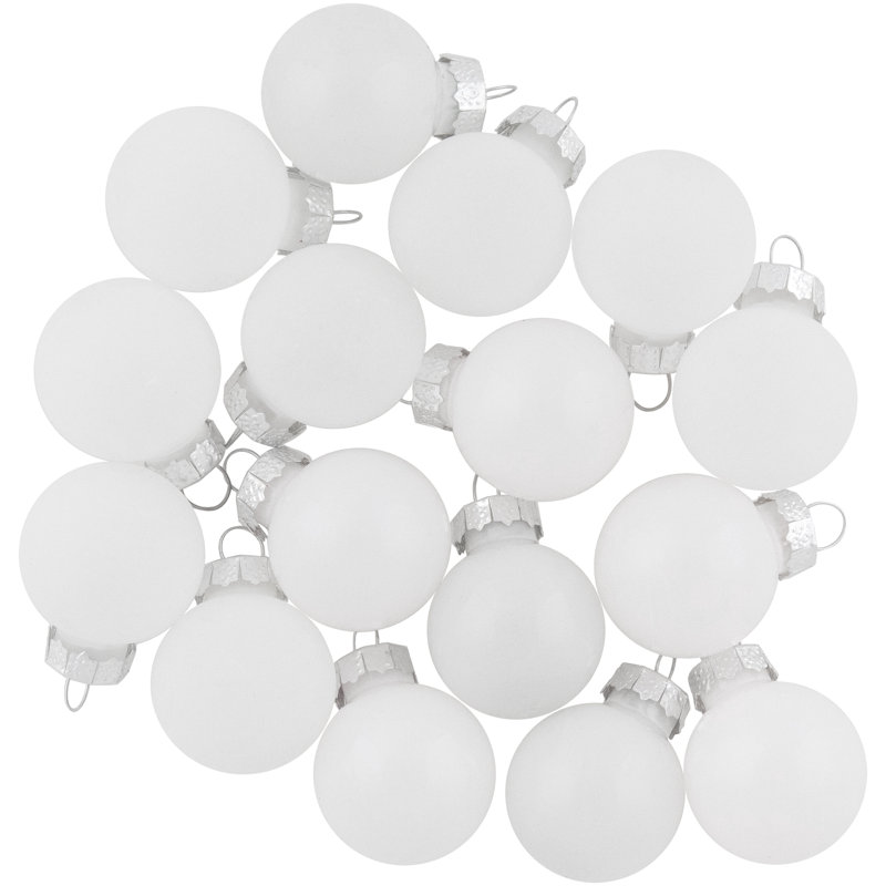 White Shiny and Matte Glass Christmas Ball Ornaments Set