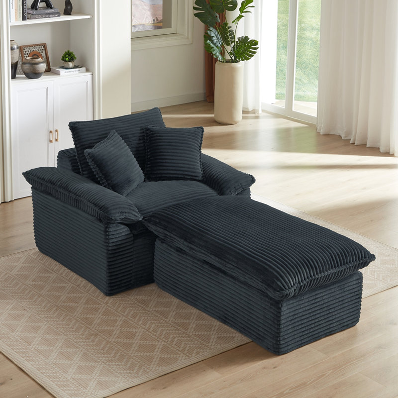 Canapé moderne à siège simple et à compression avec repose-pieds unique, idéal pour se détendre dans divers espaces