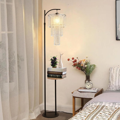 Dimmable Floor Lamp With Shelves, Remote Control & 10 Colors For Living Room, Bedroom