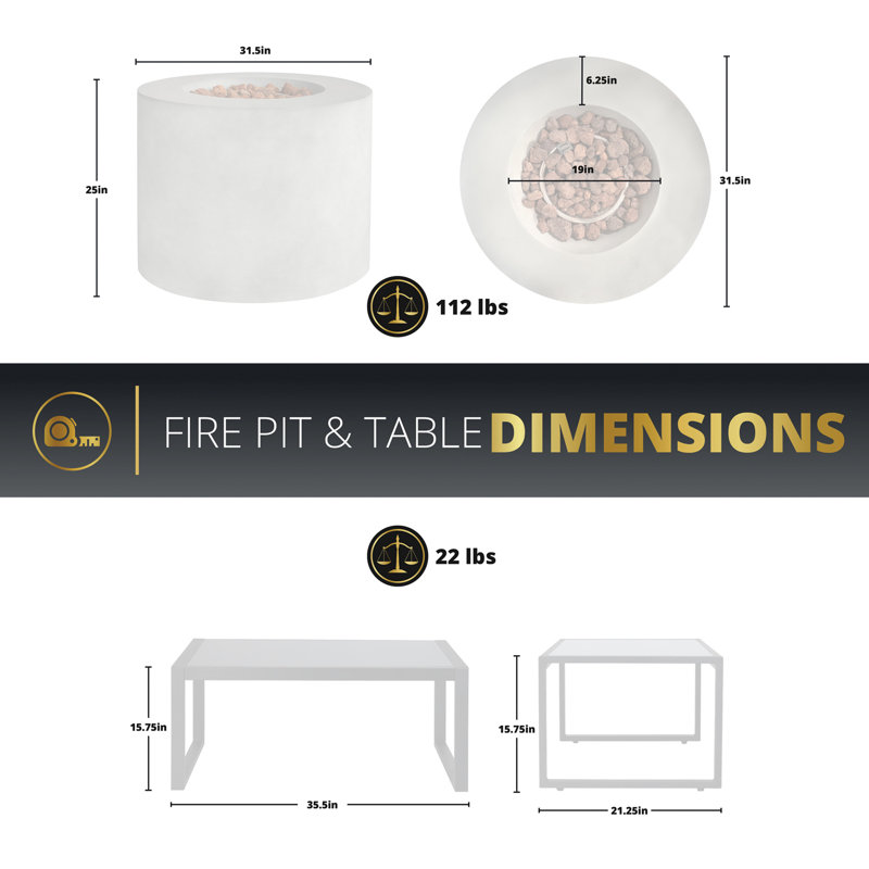 5-Piece Wicker Conversation Set with Round Alloy Steel Fire Pit. Comes with Black Cushion