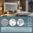 King-Size Bed Frame, Silver Platform Bed With Color-Changing LED Lights, Studded Quilted Headboard, Modern Minimalist Style-479627981