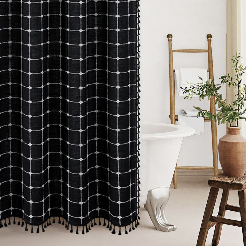 Rideau de douche noir Boho
