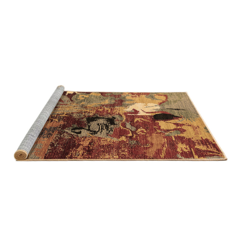 Tapis brun lavable à la machine de style Mid-Century moderne Warnes 1785, Rond 7 pi