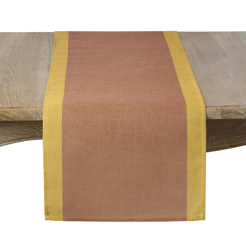 Bordered Linen Blend Table Runner - Decorative Table Runner for Dining Tables, Everyday Entertaining, Kitchen Décor, and Layered Tablescapes