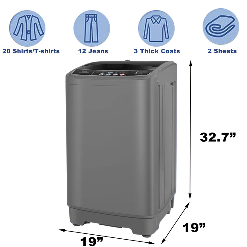 Nina 2.4 cu. ft. Portable Automatic Washer W/ 10 Programs & 8 Water Levels Selections Built-in Drain Pump,Gray, Gray