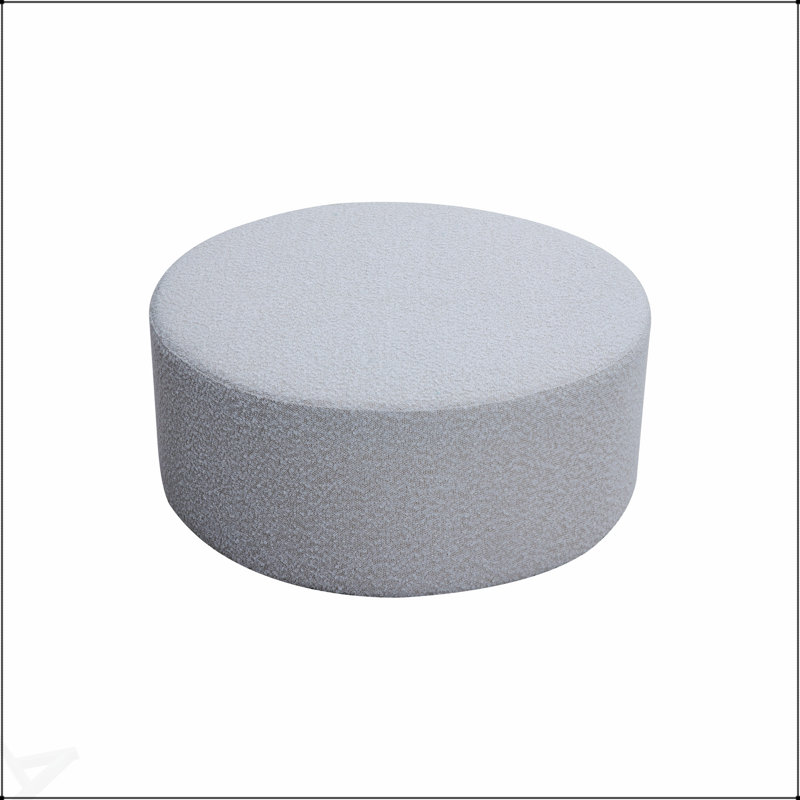Table basse ronde rembourrée Boucle, polyvalente comme table de bout, repose-pieds et sièges supplémentaires pour les maisons modernes
