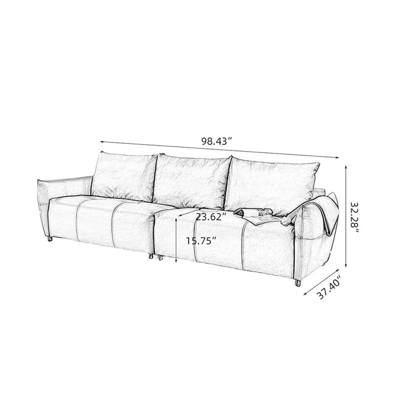 Canapé modulaire en cuir véritable vert foncé, Vert foncé, H 32,28 po x l 98,43 po x P 37,4 po, 3
