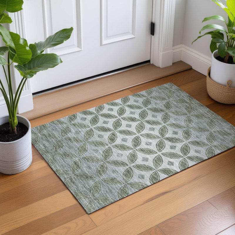 Machine Washable Indoor/Outdoor Lockway ACN2423 Geometric Rug, Rectangle 1'8" x 2'6"