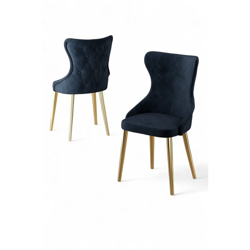 Ensemble de chaises modernes 4 pièces, anthracite et or | Structure 100% métal, envers en contreplaqué, tissu Babyface | Dimensions: 17,7 po x 35,8 po x 18,1 po | Confortable dossier 22 en mousse et siège en mousse 28 po | Élégant et durable pour la maison ou le bureau