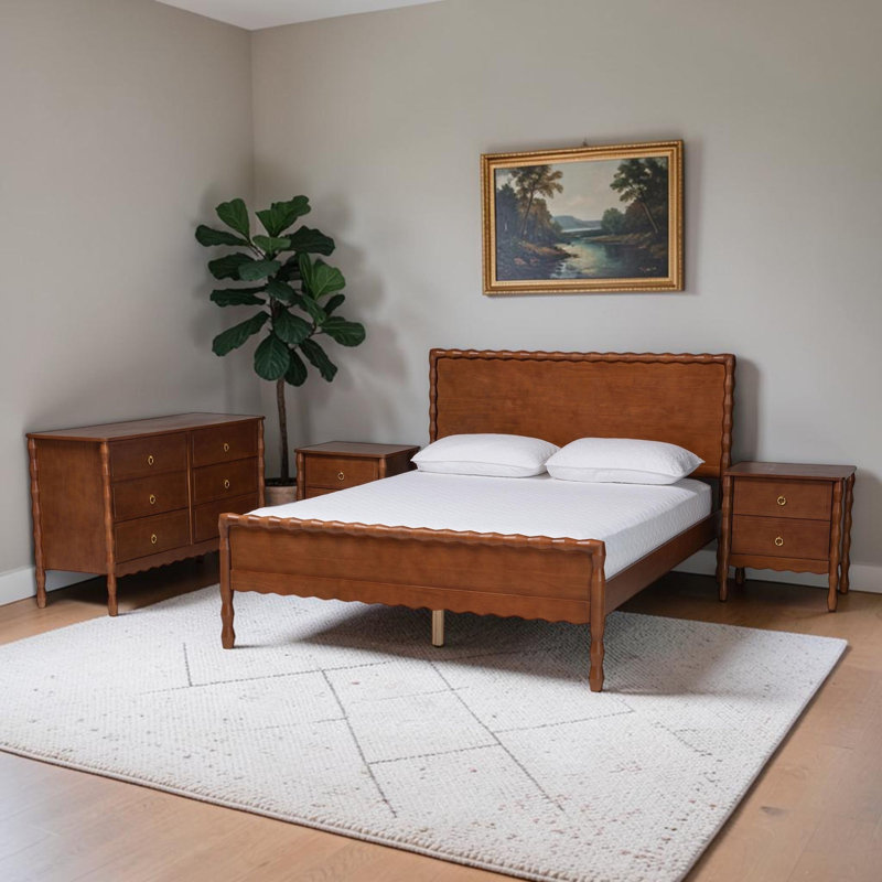 Ensemble de chambre à coucher Javier 4 pièces pour lit queen avec 2 tables de chevet