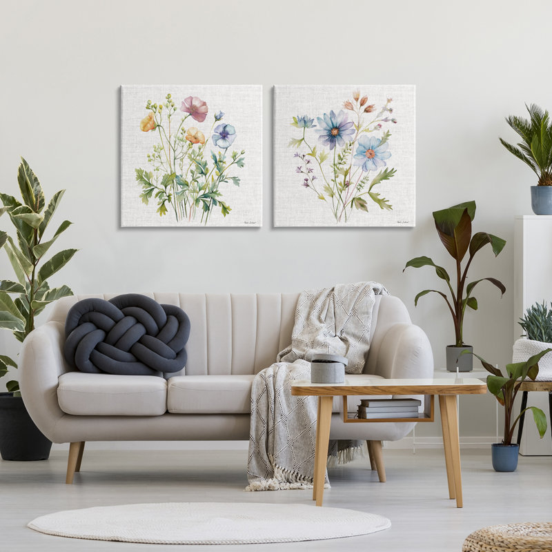 Ensemble de toiles 2 pièces Wild Flower Botanical Bundles, conception par Nicole DeCamp, H 24 po x l 48 po