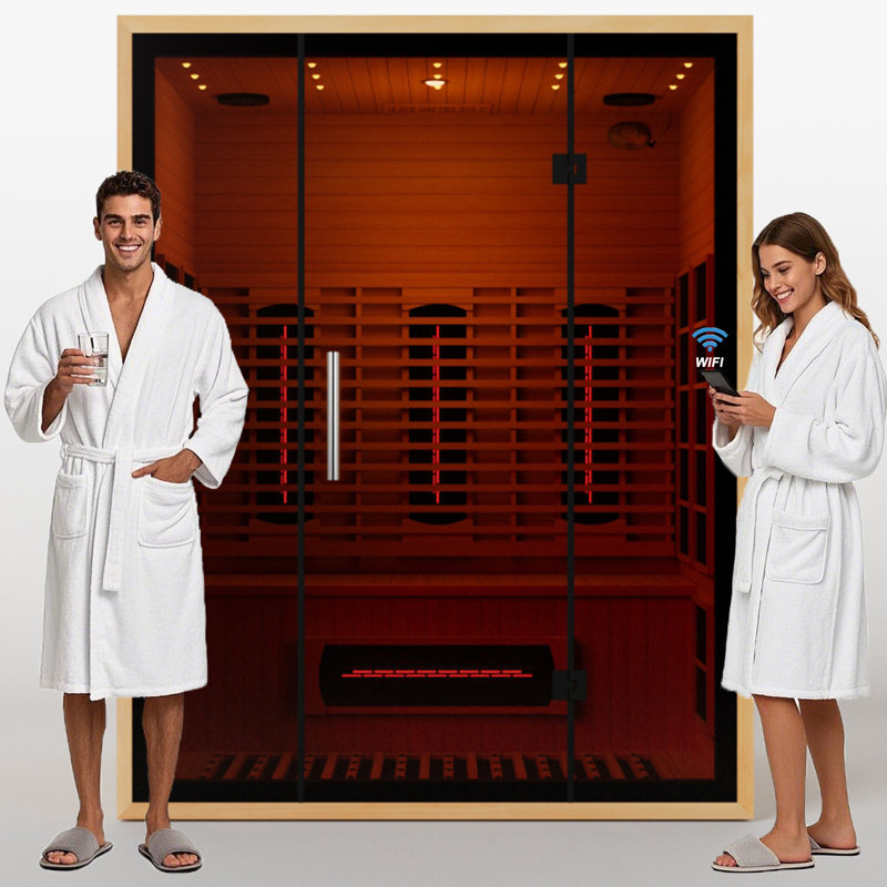 Hylivesaunas 3-Person Indoor Infrared Sauna Room | with WiFi Control, Full-Spectrum Heaters, Chromotherapy & Oxygen Ionizer