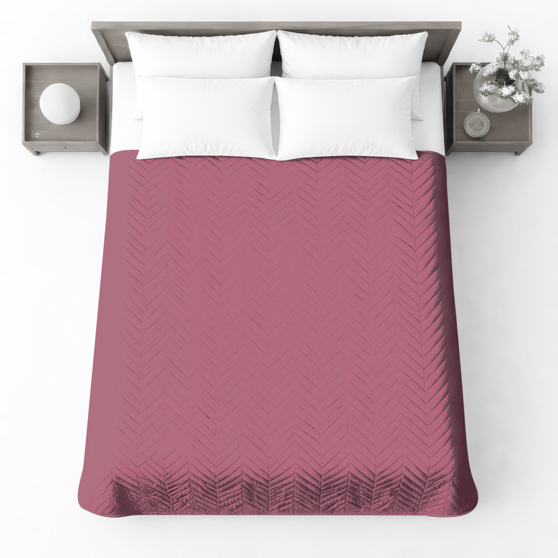 Couvre-lit matelassé de couleur unie à fond rose toutes tailles, Très grand lit