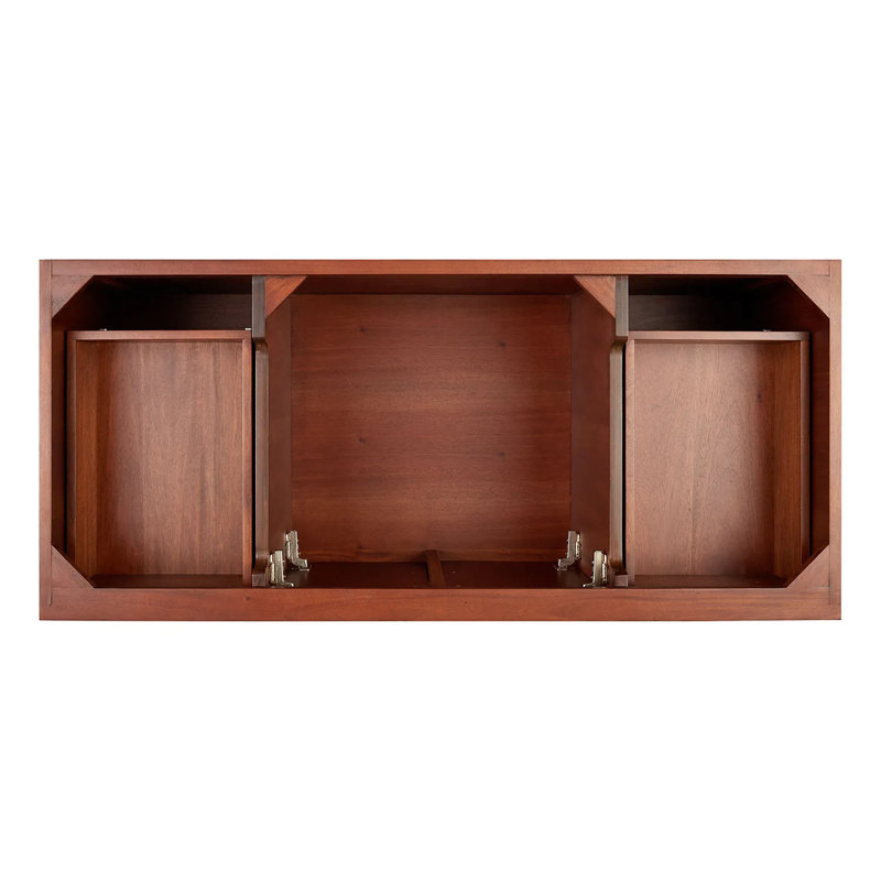 48" Novak Single Bathroom Vanity Set with Rectangular Undermount Sink, Natural Teak, Arctic White Quartz, No Faucet Hole