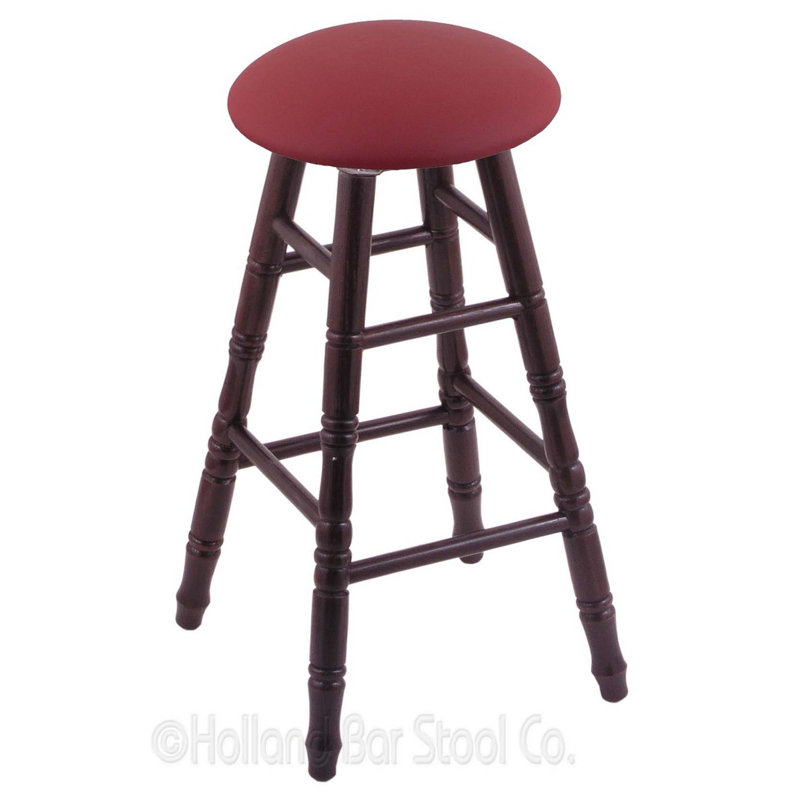 Tabouret de comptoir pivotant de 24 po, Vinyle noir, Chêne cerisier foncé