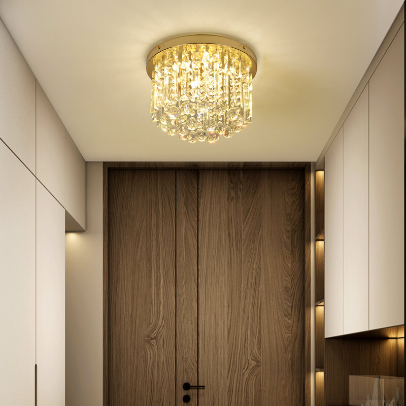 Plafonnier encastré en cristal 11,8 po Beverly, Laiton poli