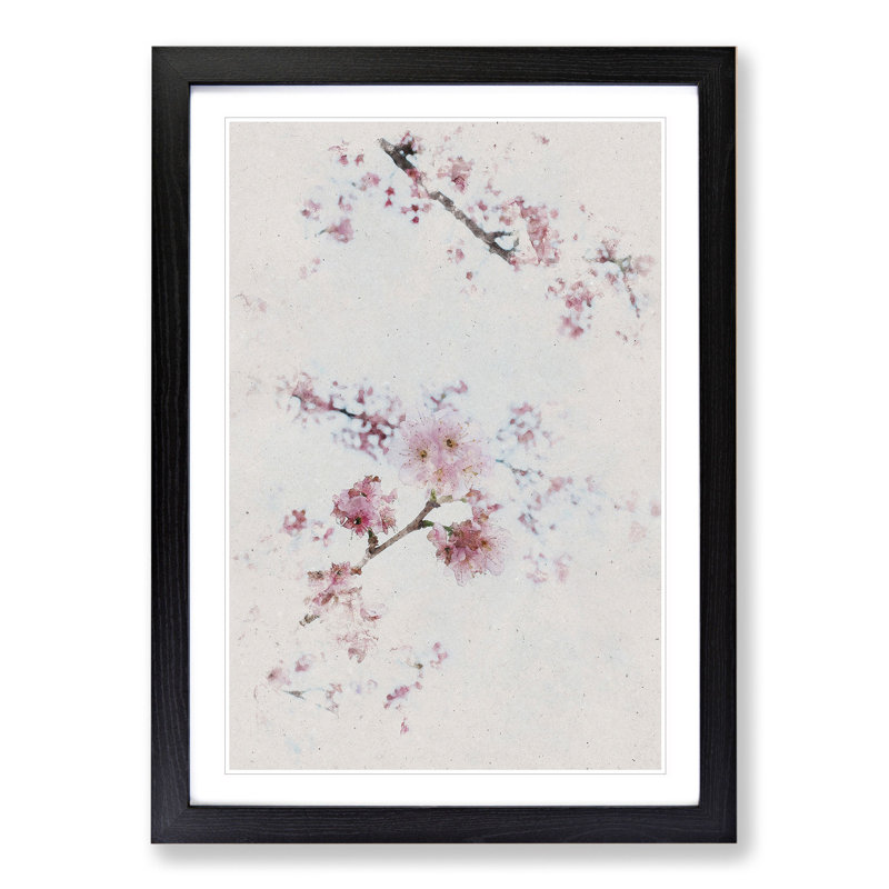 Eye of the Cherry Blossom Tree Watercolour - Picture Frame Graphic Art, 48cm H x 36cm W x 2cm D, Black