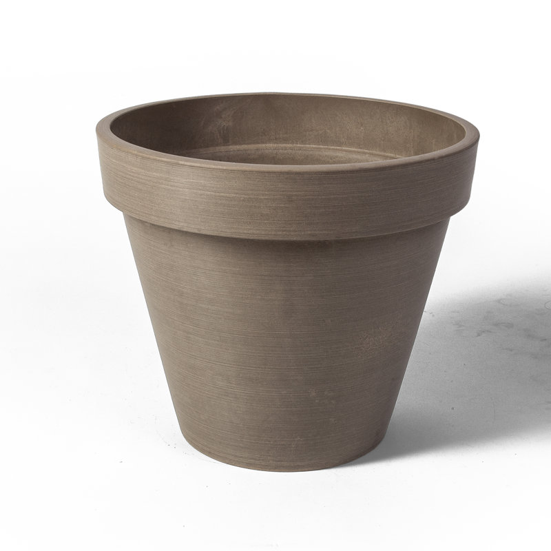 Cara Banded Composite Pot Planter, 12" H x 13.75" W x 13.75" D, Taupe