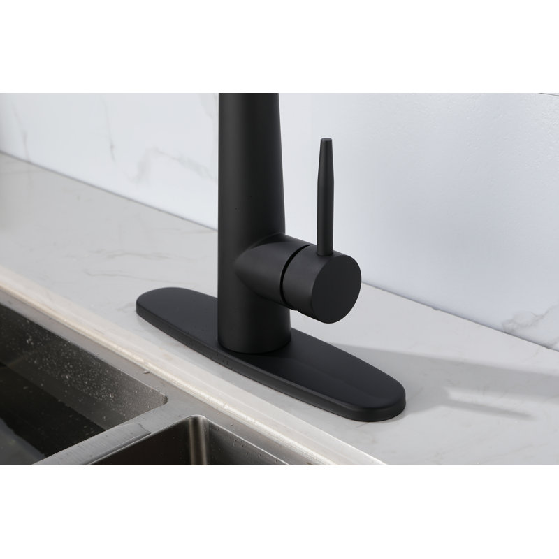 Matte Black Single Handle Kitchen Faucet With Pull Down And Pull Out Sprayers, Fingerprint Resistant, Single Hole Deck Mount | Gift Idea