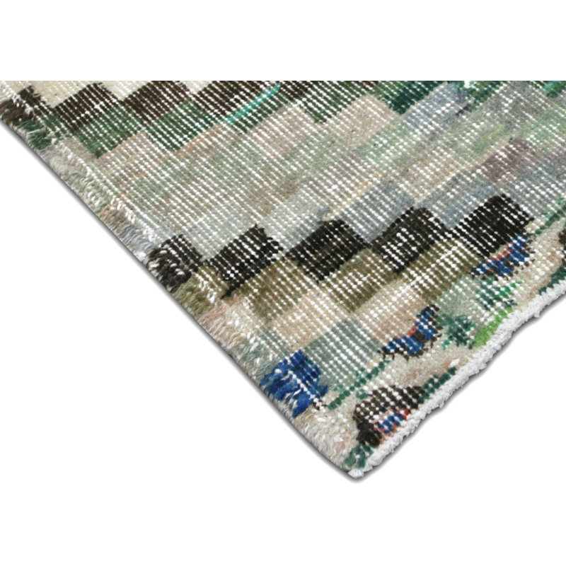 One-of-a-Kind Hand-Knotted 1960s 5'4" x 8'6" Wool Area Rug in Green/Brown/Gray