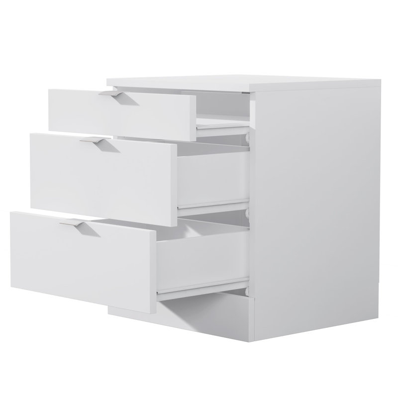 3 Drawers Bedside Table Bt301, White