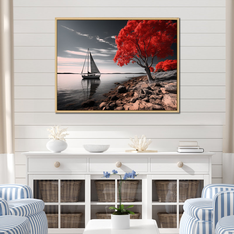 " Coastal Tranquility ", Gold Picture Framed, 12" H x 20" W