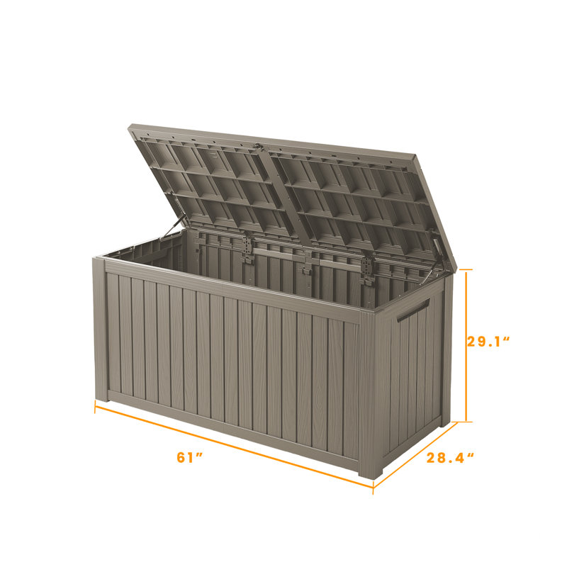 Boîte de rangement en résine résistante à l'eau 180 gallons, résistante à l'eau, résistante à l'eau et à l'eau, pour l'intérieur et l'extérieur